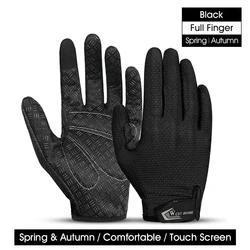 Windproof Anti-Slip Outdoor Cycling and Sports Gloves with Touch Screen Capability - XL (Full Finger Black)