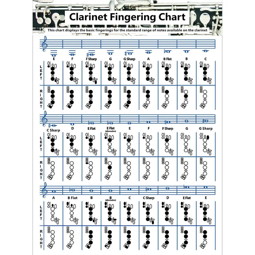 

Clarinet Chord Chart Reference Poster Easy Reading Chords Theory Diagram Music Wall Art for Teachers Students Beginners