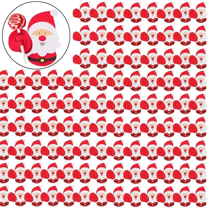 thumbnail image 1 of 25-500 piezas de tarjetas de papel con forma de piruleta de Navidad, paquete de dulces con dibujos de Papá Noel y muñeco de nieve, regalos para niños, decoración para fiestas de Año Nuevo, 1 of 5