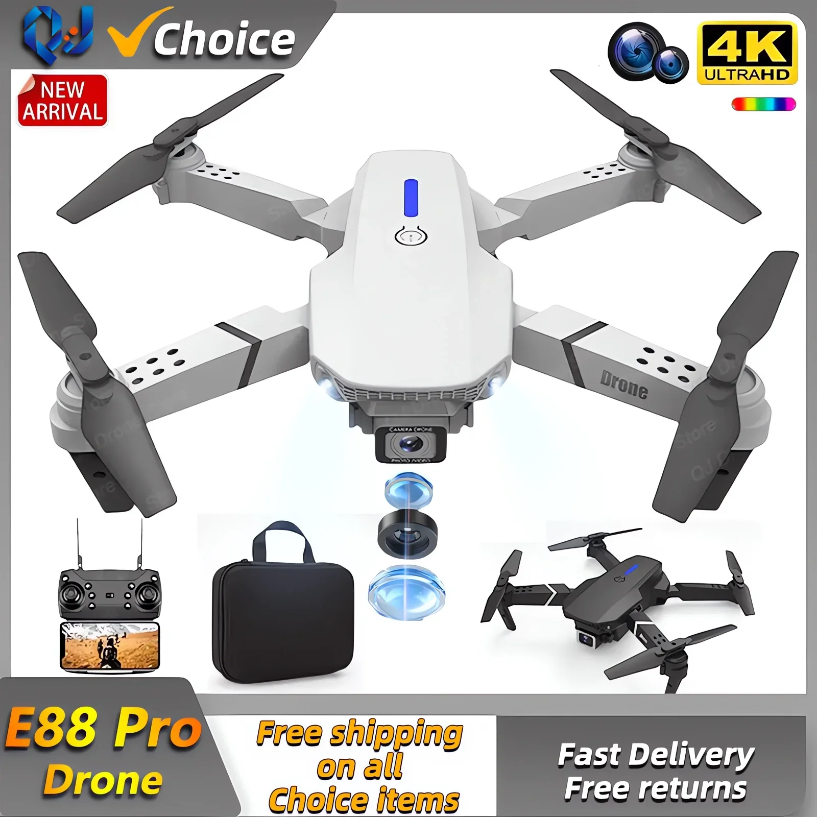 2024 E88Pro RC Drone 4K Professinal With 1080P Wide Angle HD Camera Foldable Helicopter WIFI FPV Height Hold Gift Toy    EUR 35.71    EUR 13.58  