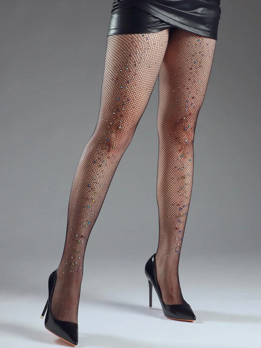 Summer Women's Fishing Net Diamond Pantyhose Sexy and Fashionable Shining Net Tight Pantyhose Women's Slim Fit Colored Diamond S