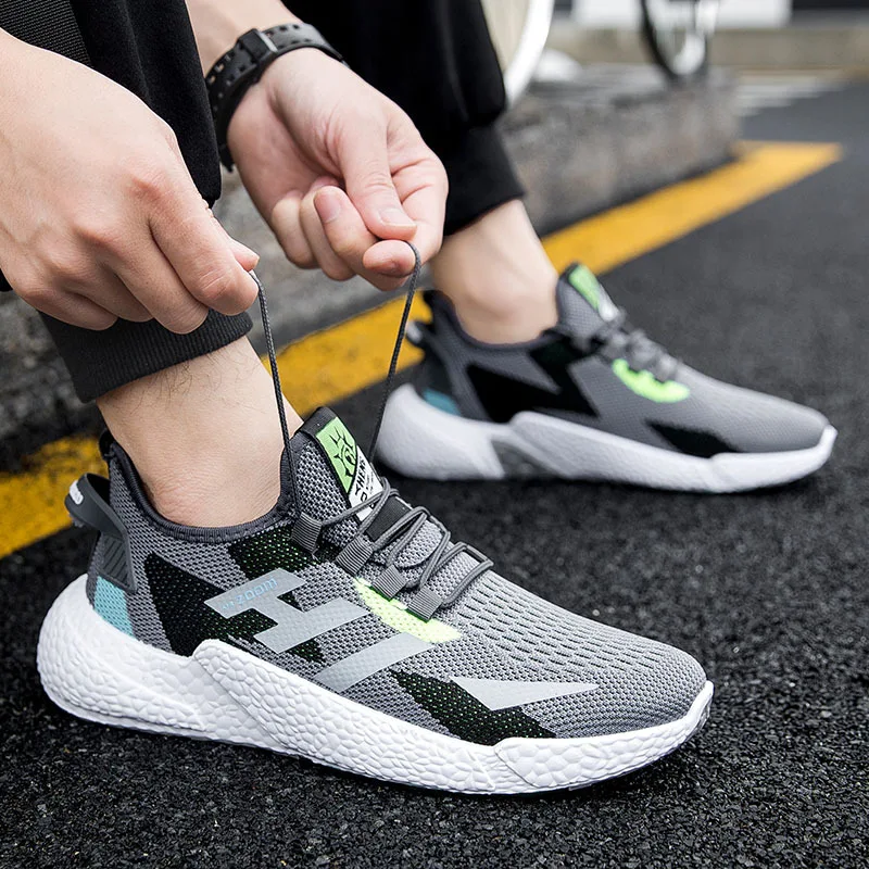 Sneakers Da Uomo Nuove In Mesh Scarpe Piatte Traspiranti In Tinta Unita Uomo Tempo Libero Corsa Sneakers Comode Ultraleggere Antiscivolo Nere