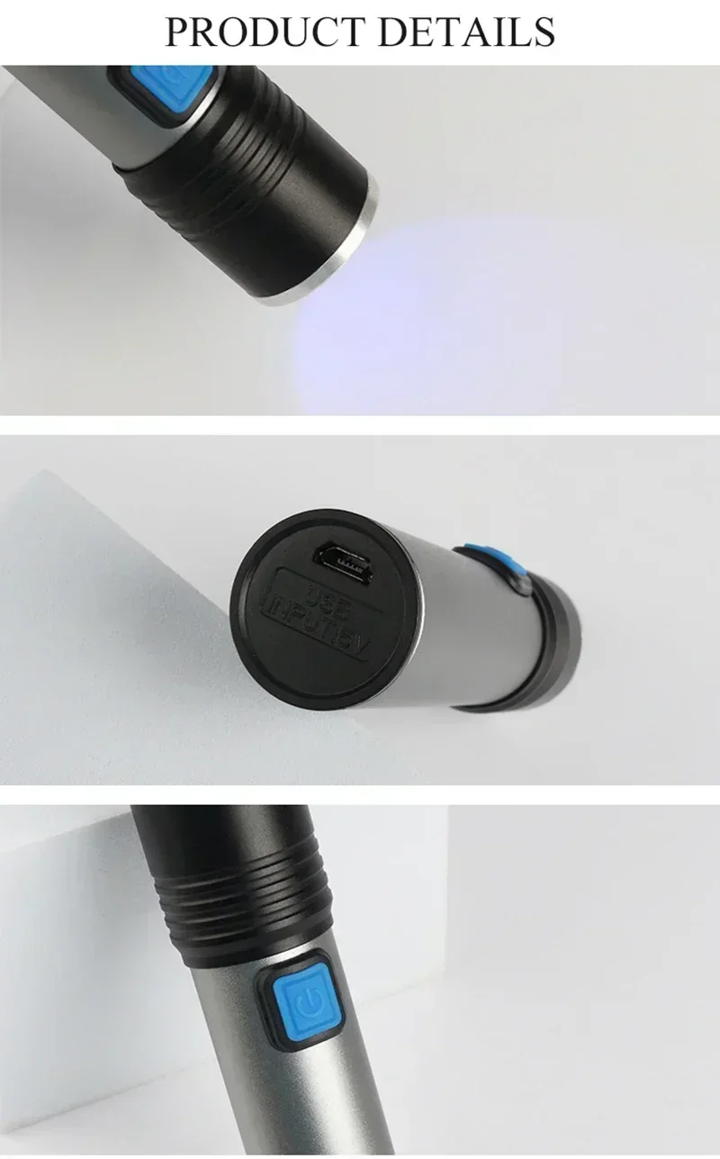 395NM UV Flashlight High Power Led Portable Lantern 400mah Rechargeable Lamp for Nail Gel,Resin Cure,Pet Stain&Scorpion Finding