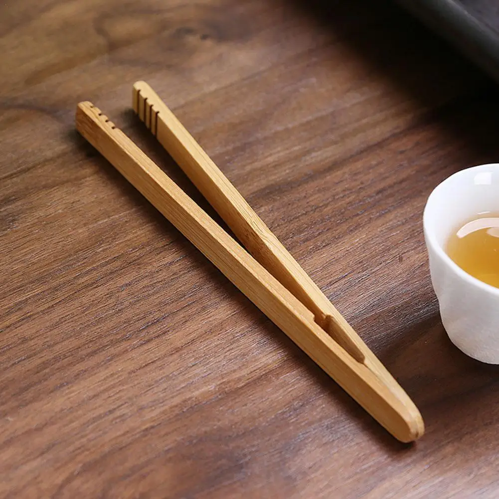 Bamboo Wooden Food Toaster Tongs For Tea Cup Clip Natural Bamboo Tweezers Kitchen Tongs Tea Making Tool New