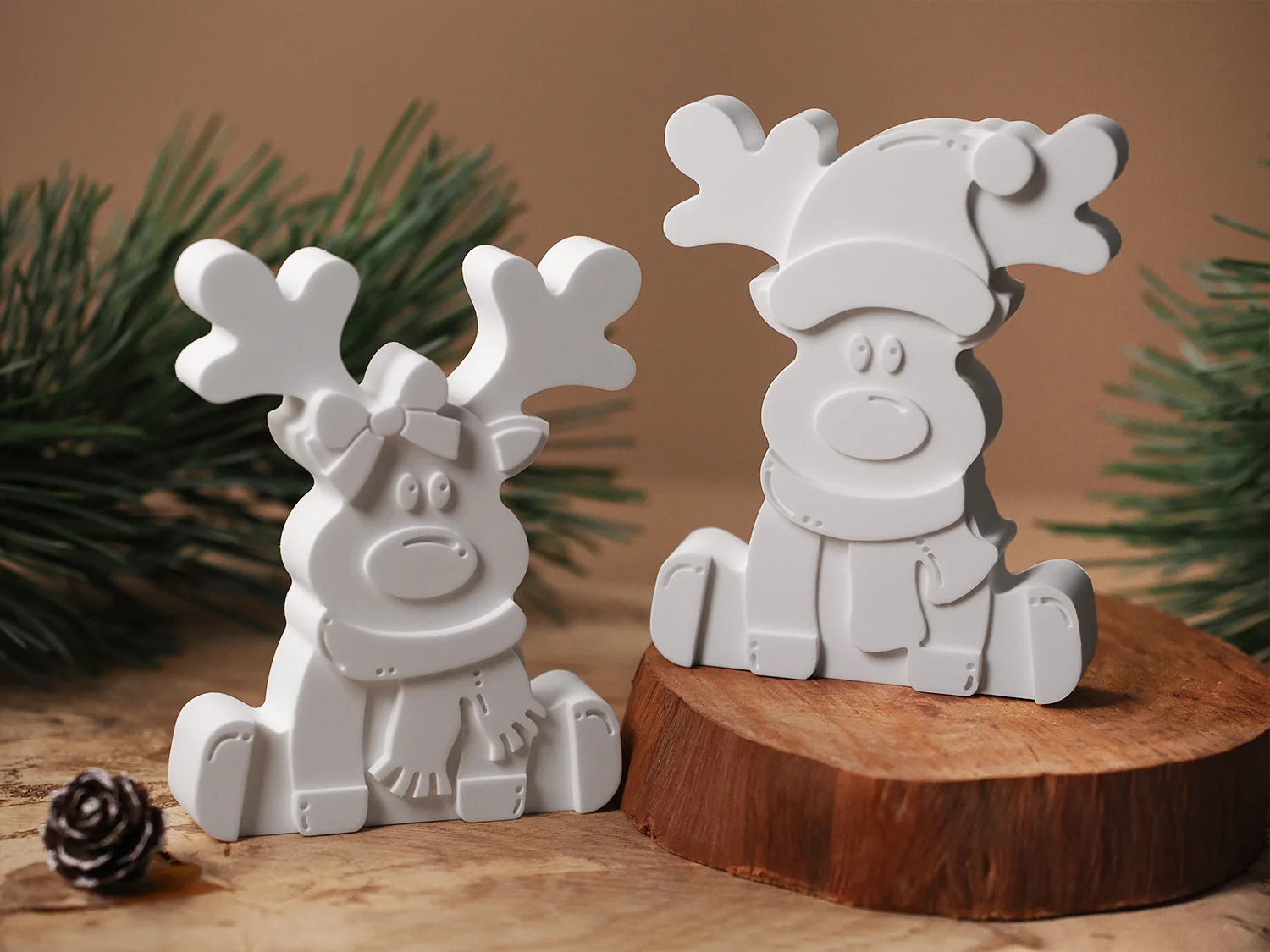 3D Reindeer Silicone Mold DIY Handmade Creative Christmas Ornament Plaster Mold Cute Couple Deer Craft Gift Xmas Decor Supplies