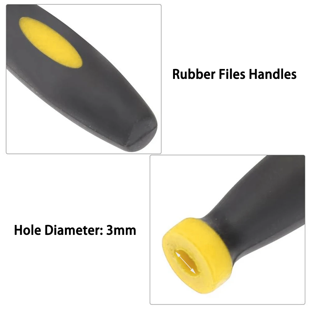 10 Stück Gummifeilengriffe, 3 mm Lochdurchmesser, Metallgrifffeilengriffe, Holzbearbeitungsfeilengriffe, Gummifeilengriffe für kleine Feilen – Detail 9