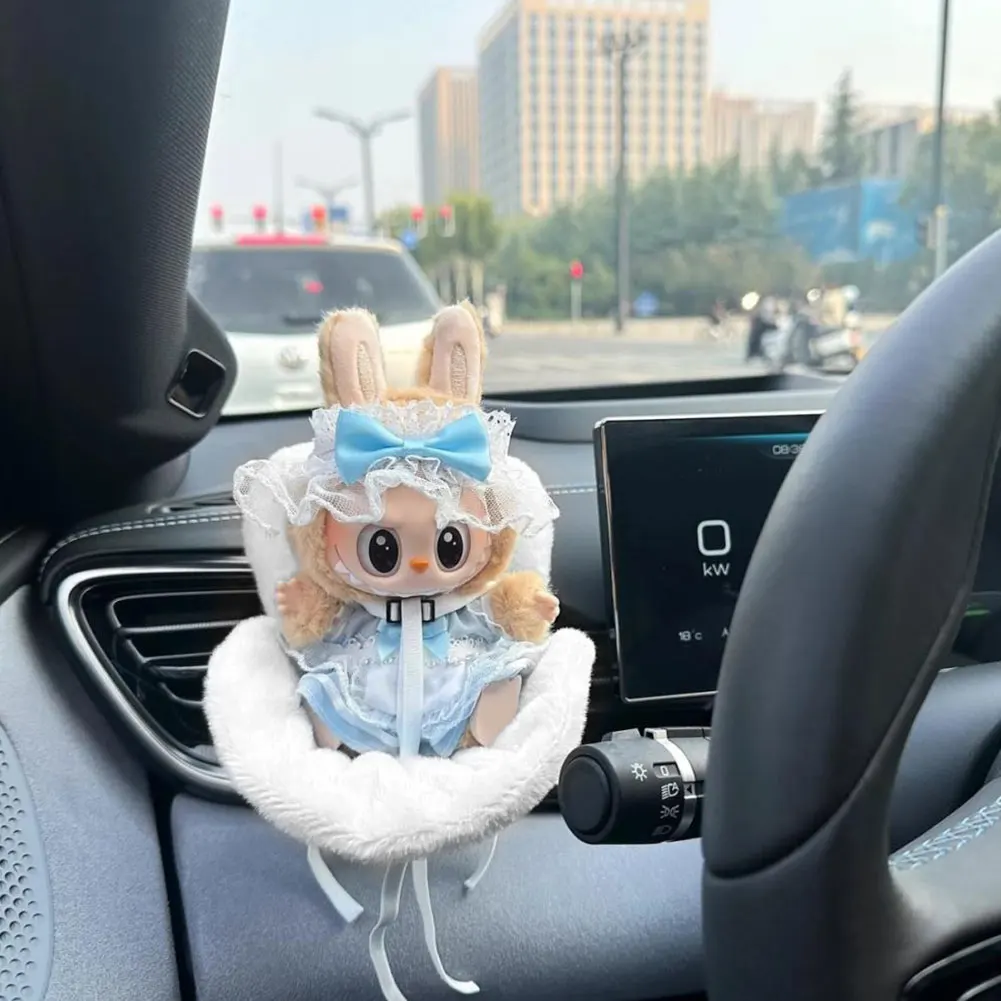 Labubu 17cm Cartoon Doll Car Safety Seat – Stylish Chair Model & Outlet Decor for Doll Car Interior Styling 1