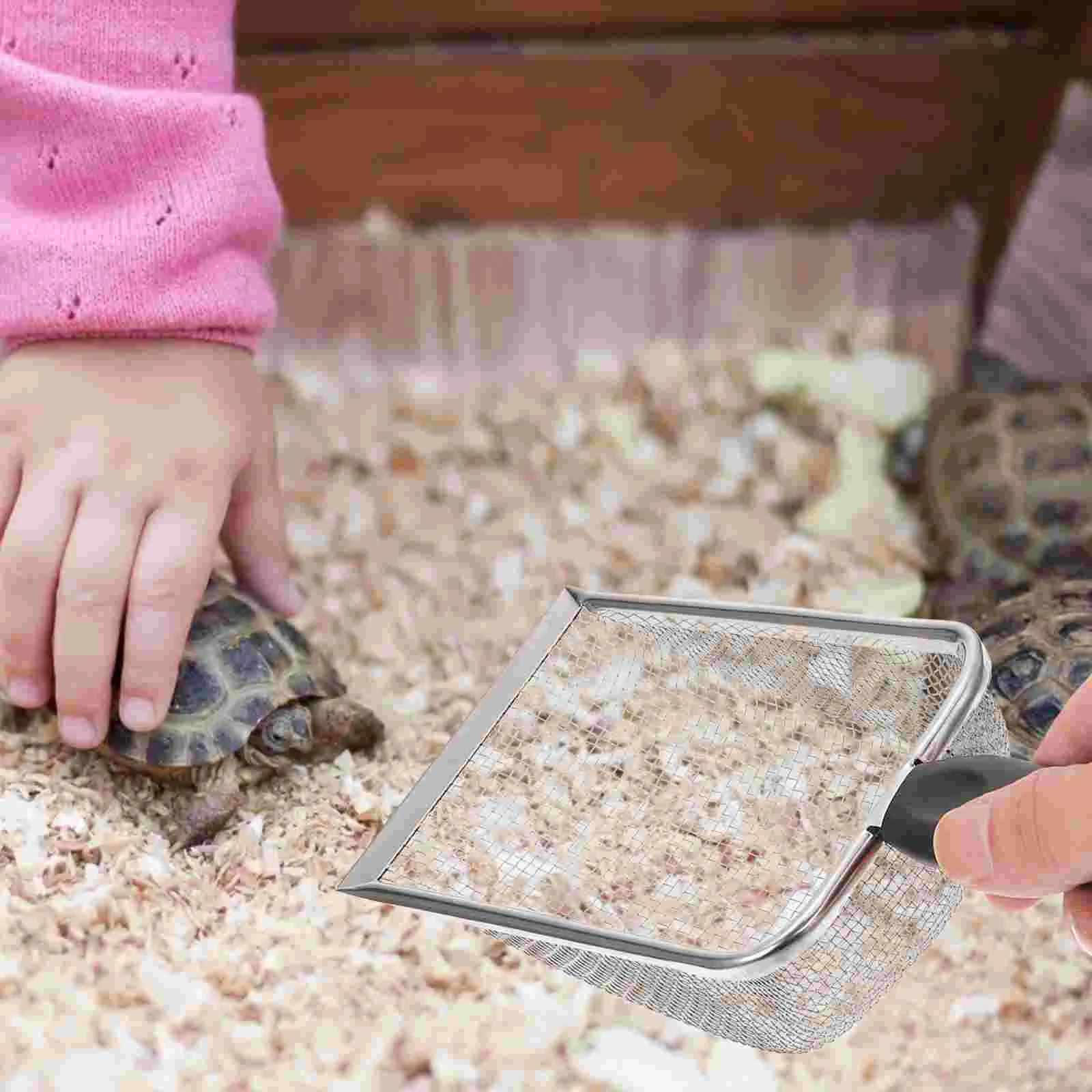 Sand Reptile Scoop Litter Scooper Mesh Reptiles Substrate Box Filtering Steel Stainless Bedding Cleaner Cat Sifter Metal Fine 6