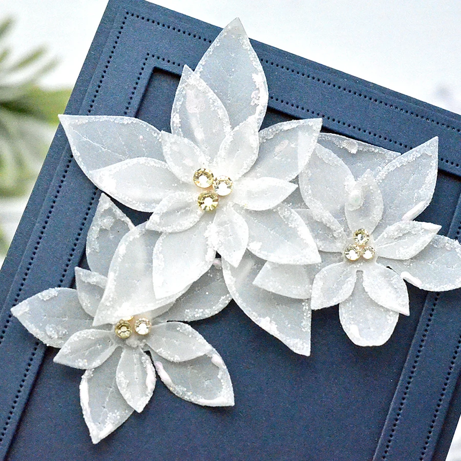 Flower Splendid Poinsettia Metal Cutting Die - Silver Steel Die For Scrapbooking & Card Making