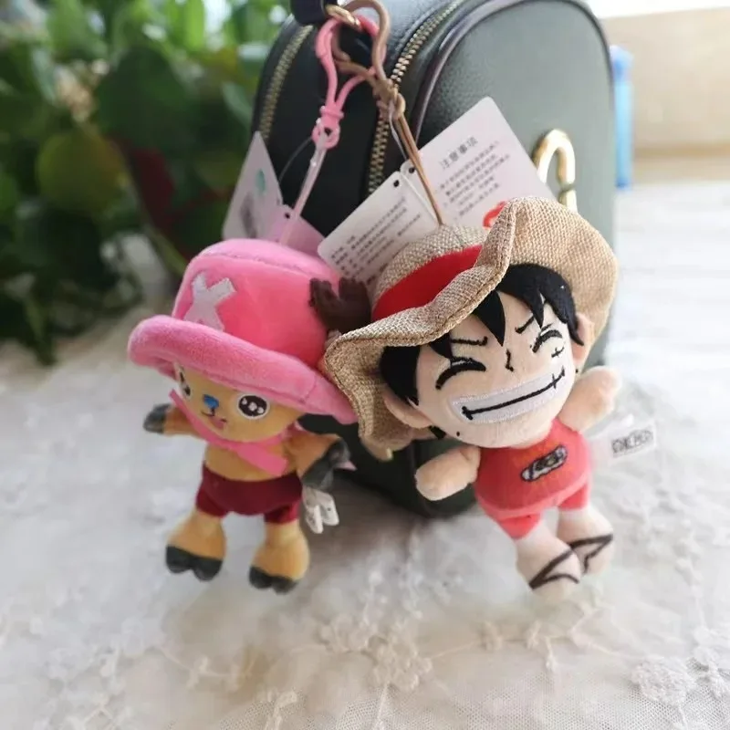 Original 12cm One Piece Anime Plush Keychain Toys Luffy Chopper Sabo Ace Law Cartoon Soft Stuffed Cute Dolls Children Xmas Gift