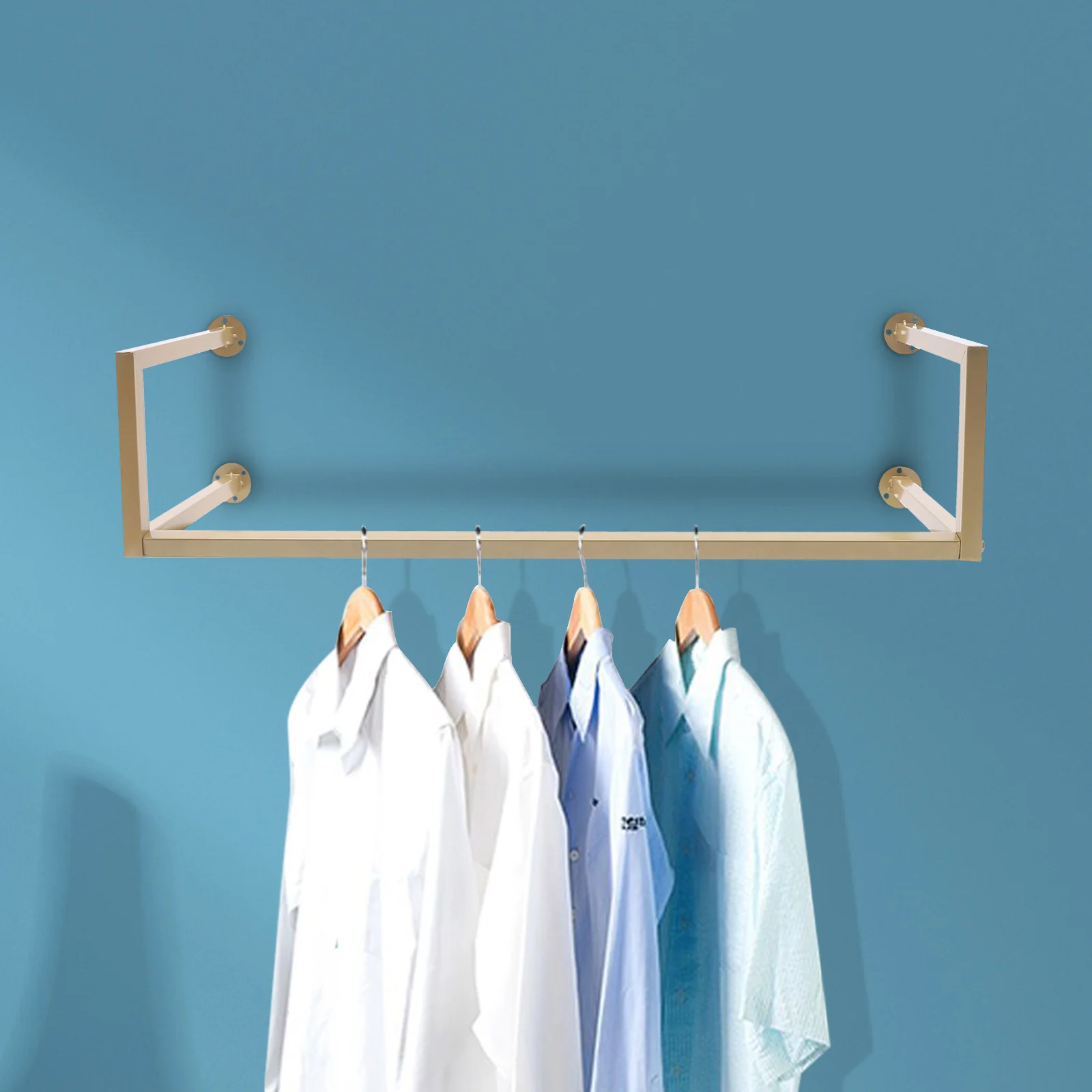 CNCEST Wall Mounted Metal Garment Rack/Bedroom Closet Clothes Rack/Retail Clothing Organizer Space-Saving Vintage Retail Rack