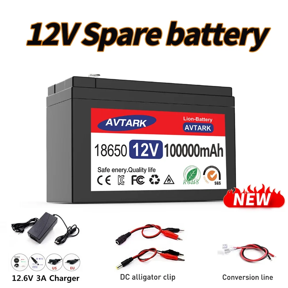 

New 12V 45Ah 50Ah 100Ah 120Ah lithium Battery Pack Lithium Iron Phosphate Batteries Built-in BMS For Solar Boat+12.6V Charger
