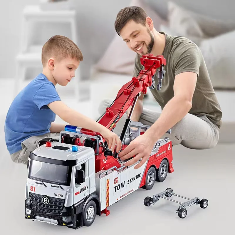 1:18 Alloy Metal Wrecker Truck Toy With Hook Traffic Road Rescue