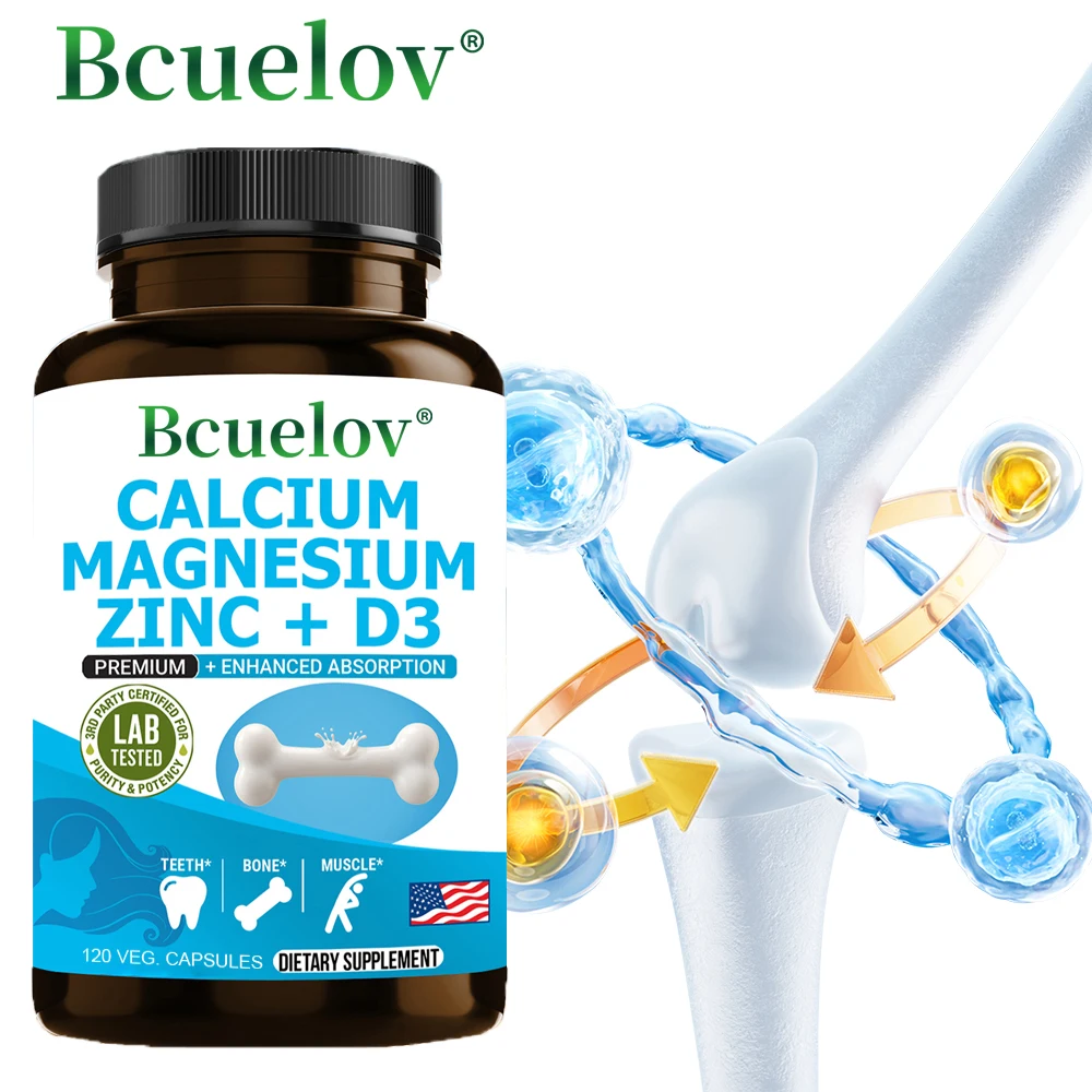 Bcuelov Calcium Magnesium Zinc & Vitamin D3 Capsules for Immune System, Bone, Nervous System Health Support Supplement Non-GMO S4eb4db6260a6494db27e539529cf099fY