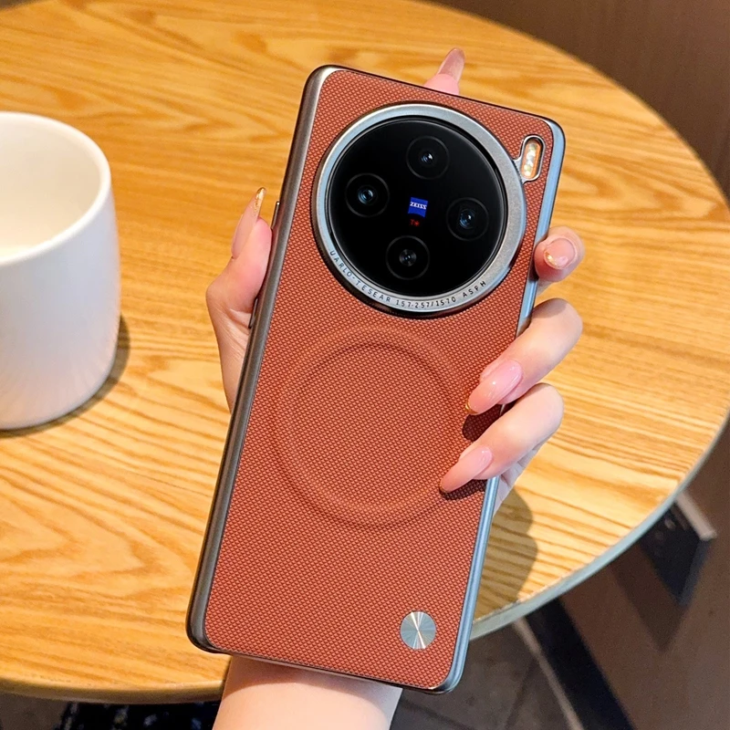 Electroplated Solid Color Textured Magnetic Shockproof Anti-Fingerprint Phone Case