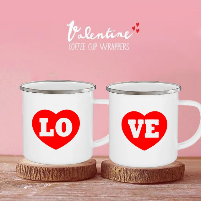 Taza de cristal de corazón, taza de café de San Valentín, vaso de café de  San