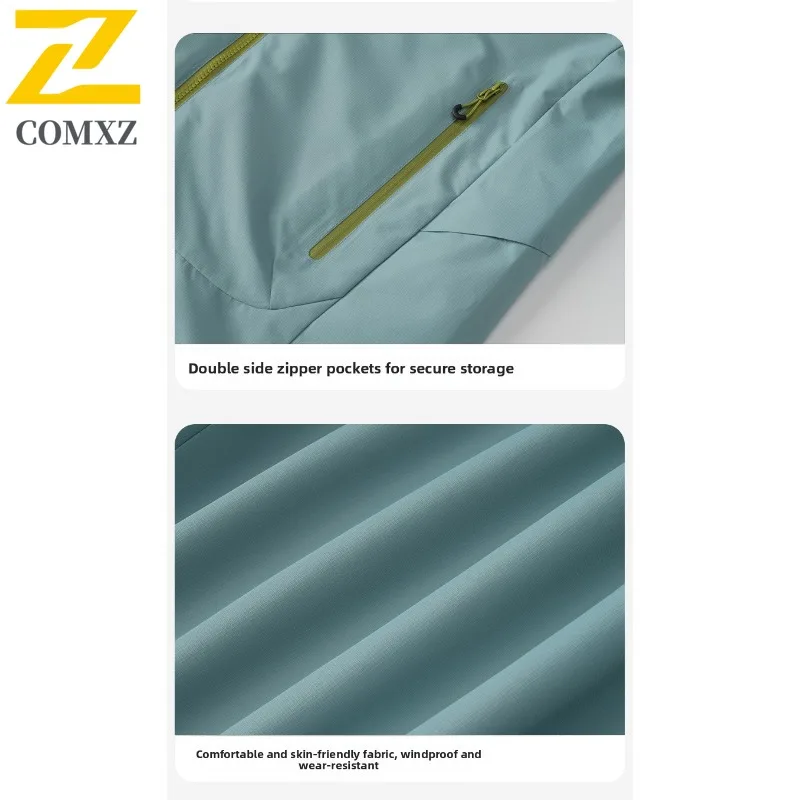 COMXZ Men's Windbreaker Jacket Windproof Loose Detachable Hood Hiking Camping Coat Travel Comfortable Wear Resistant Outerwear