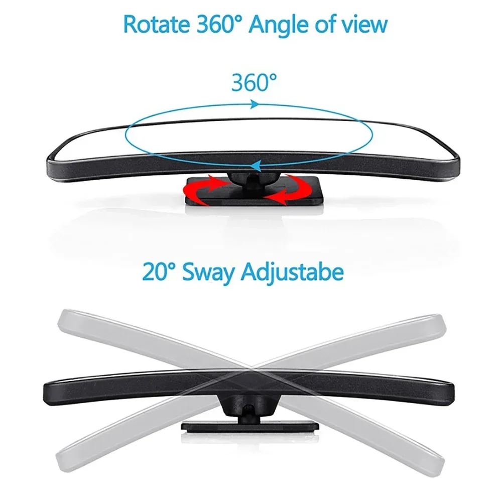 2pcs Car Auxiliary Rearview Mirror Hot-selling 360 Degree Adjustable Oval Convex Mirror Frame Wide Angle Mirror Auto Accessories