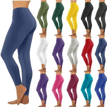 High Waist Yoga Leggings Seamless Push Up Sport Leggings Fitness Running Pants Solid Highly Elastic Underwear Bottoms 1