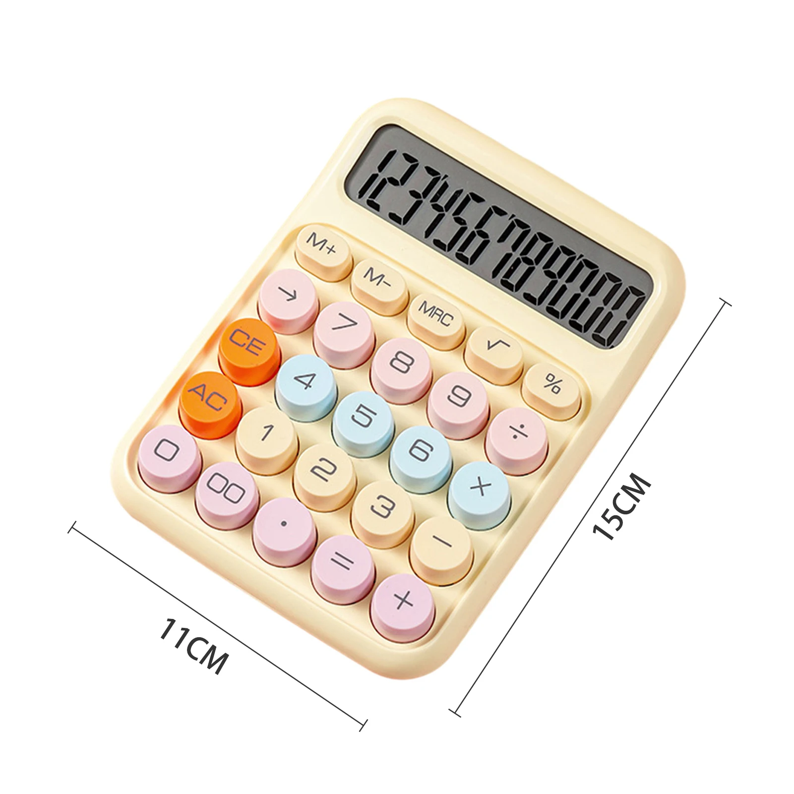 Colorful 12-Digit Large Display Calculator with Big Round Buttons for Office, School, and Home Use