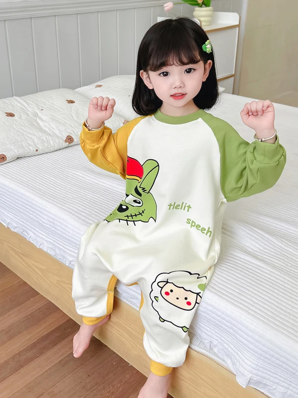 순면 아동 롬퍼 수트 가을 겨울 여아 수면복 방한 긴팔 긴바지 보온 흡수 홈웨어