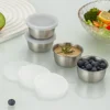 304 Stainless Steel Sauce Seasoning Container 40ml Sauce Cup Silicone Cover Leak-proof Salad Dipping Dish Small Storage Box 3