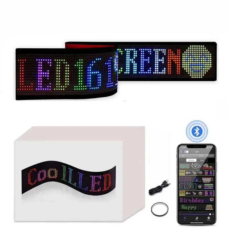 Bluetooth App Control Logo Light Custom Text Pattern Animation Programmable Display Car Led Panel Digital Sign Sign USB