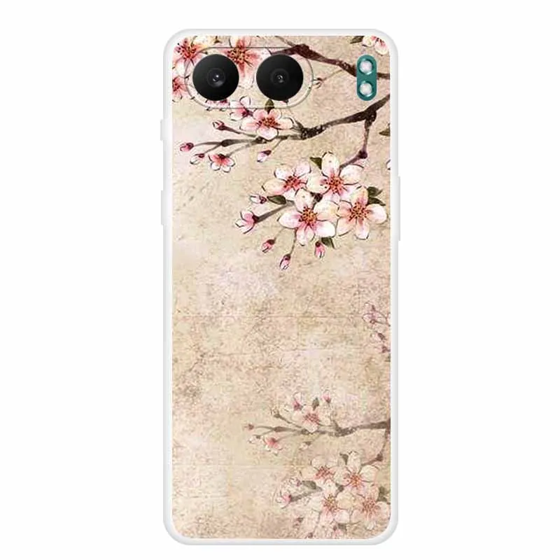 Clear Silicone Case with Landscape Flower Design - Soft TPU Back Cover