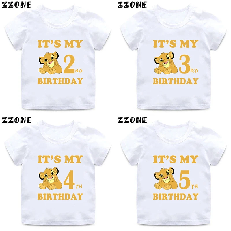 Disney Lion King Cute Simba Kids Clothes It's My 1 2 3 4 5 6 7 8 9 Years Birthday Boys Girls T shirt Baby Children T-Shirts t shirt printing children's	