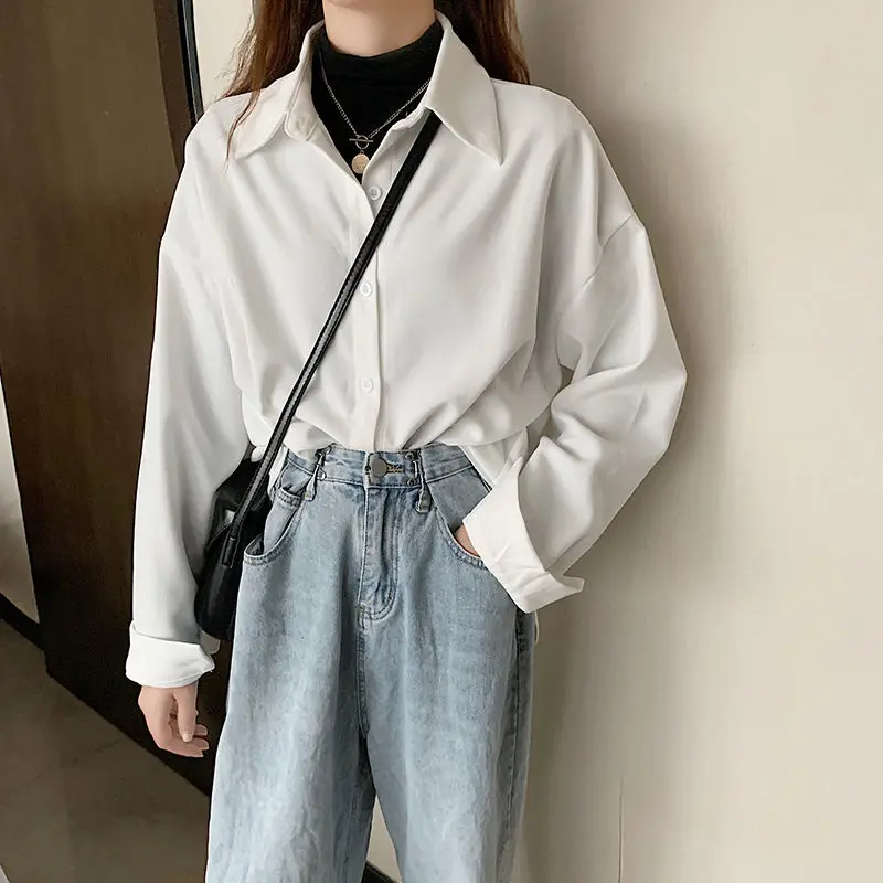 Deeptown White Collared Shirt Women 