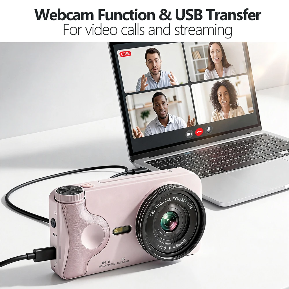 A66 32GB CCD 카메라 4K 비디오 2000mAh 장시간 녹화 3.0인치 플립 스크린 뷰티 레코드 사진 촬영 디지털 카메라 (여자아이 선물용)