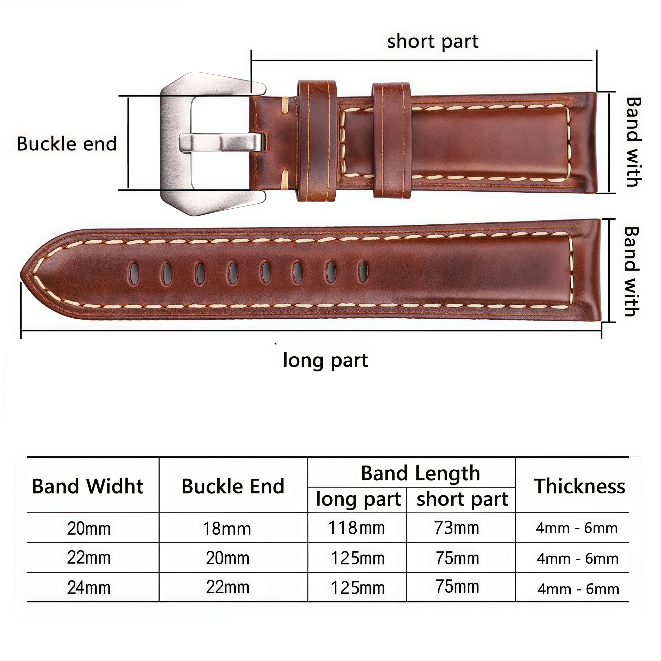Elegant Dark Brown Genuine Leather Watch Band - Premium Cowhide Replacement Strap
