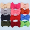 Solid Big Bow Topknot Headband for Baby Girls Elastic Nylon Hair Bands Handmade Newborn Fashion Turban Headwraps Accessories 6