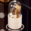 360 Degree Rotating Makeup Brush Holder with Clear Acrylic Cover - Cosmetics Organizer for Vanity and Bathroom 5
