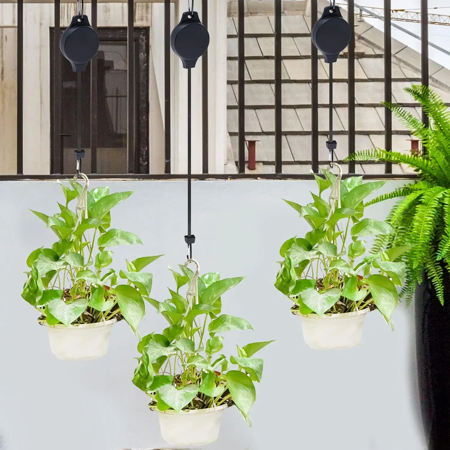 Retractable Heavy Duty Outdoor Plant and Flower Pot Hanger