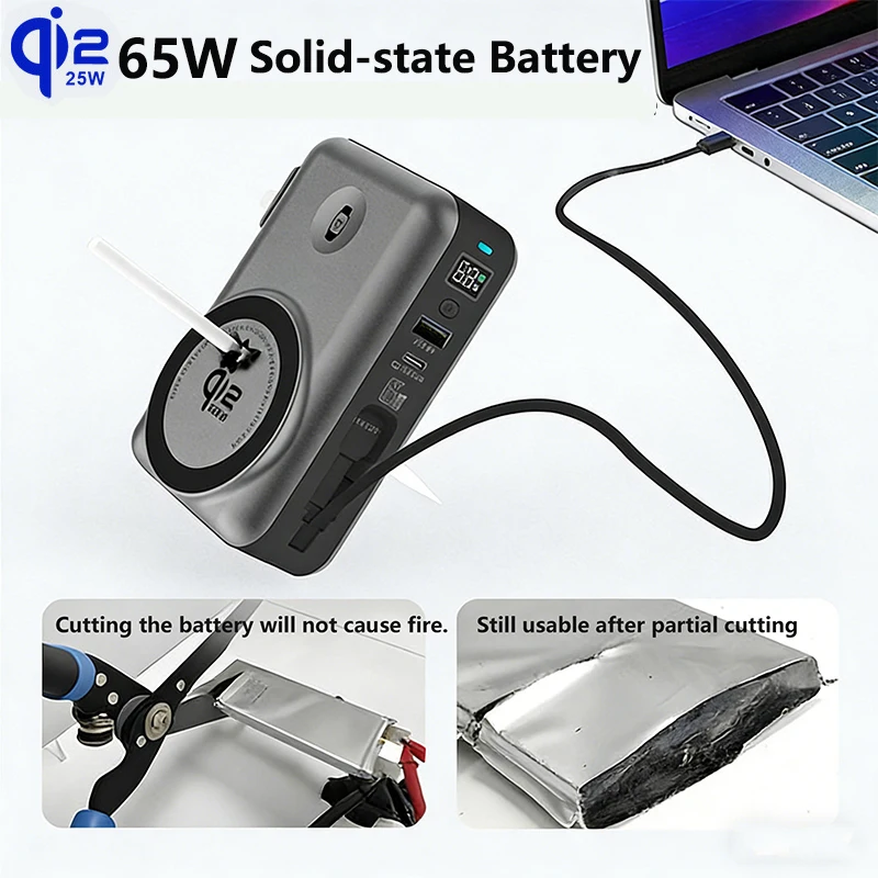 65W GaN USB-C Wandladegerät Powerbank 10000mAh Qi2.2 25W magnetisches kabelloses Schnellladegerät für iPhone 17 16 iWatch Laptop Powerbank_voghion.com