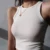 Solid Round Neck Sleeveless Tank Top Camisole Women Sexy Short Top Summer Basic High Elastic Cotton Tank Top White