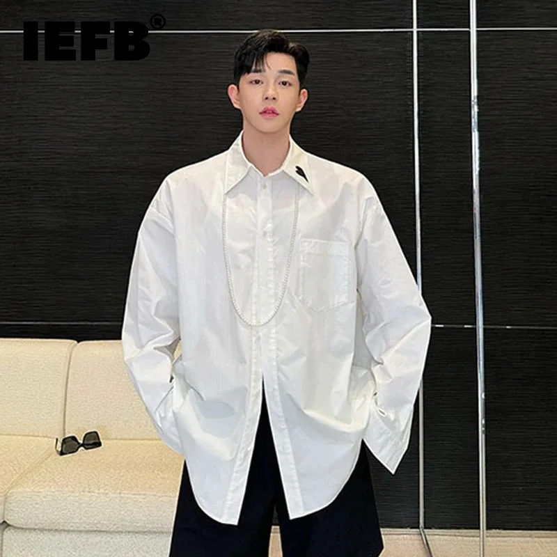 

Рубашка IEFB мужская с длинным рукавом, нишевой дизайн, лацканы, с вышивкой в виде сердца, модная повседневная одежда, C5664, лето 2024