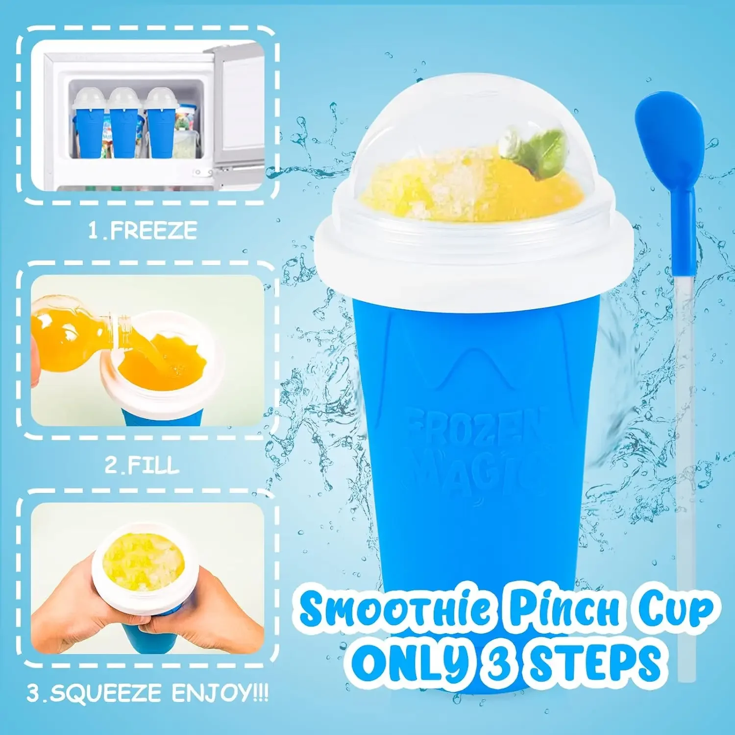 Smoothie Cup Homemade Smoothie Cup Quick-Frozen Ice Cream Milkshake Bottle Summer DIY Juice Iced Cup Freezed Portable Squeeze Slushie Cups