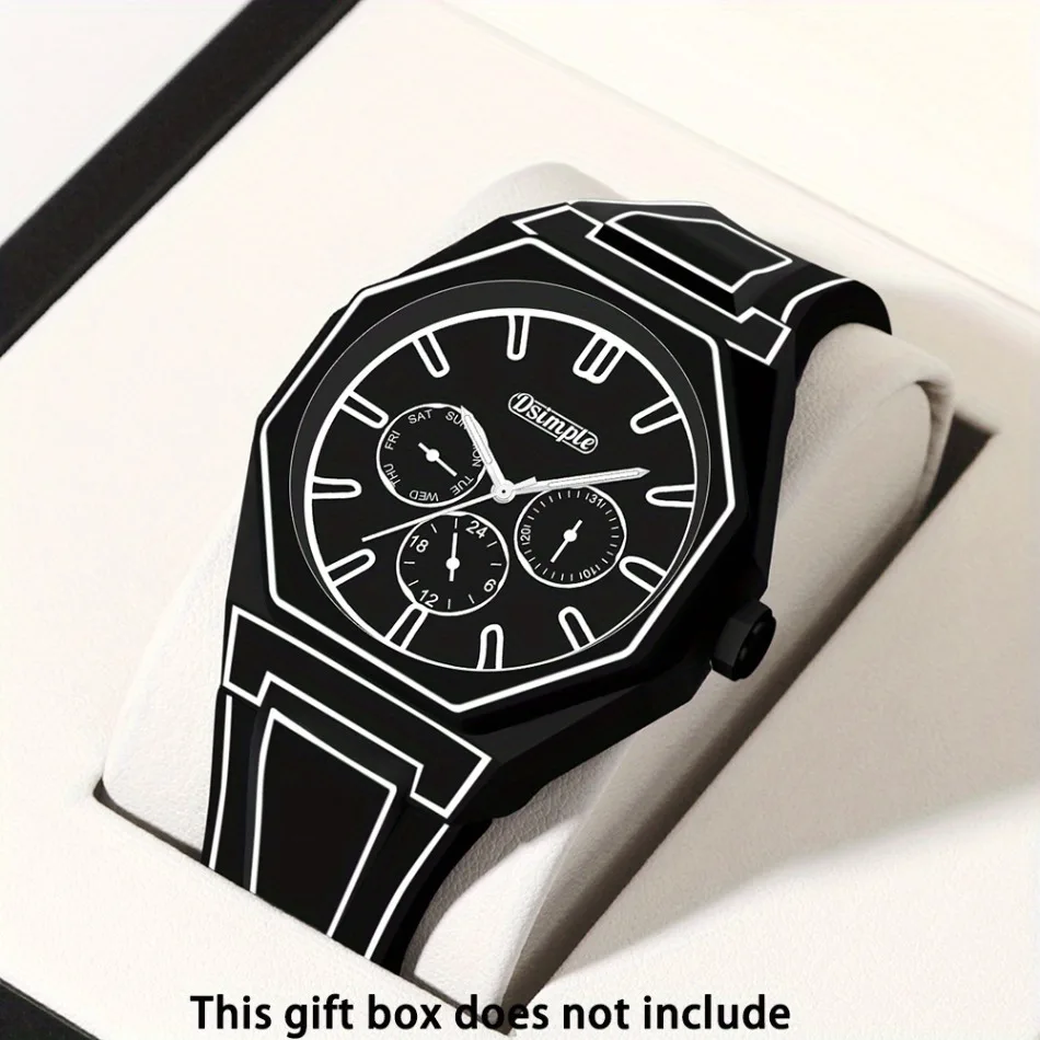Elegante Herren-Quarzuhr – Silikonarmband, Analoganzeige, Weihnachts- und Halloween-Geschenk, kreative Armbanduhr, Herren-Geschenk – Detail 1