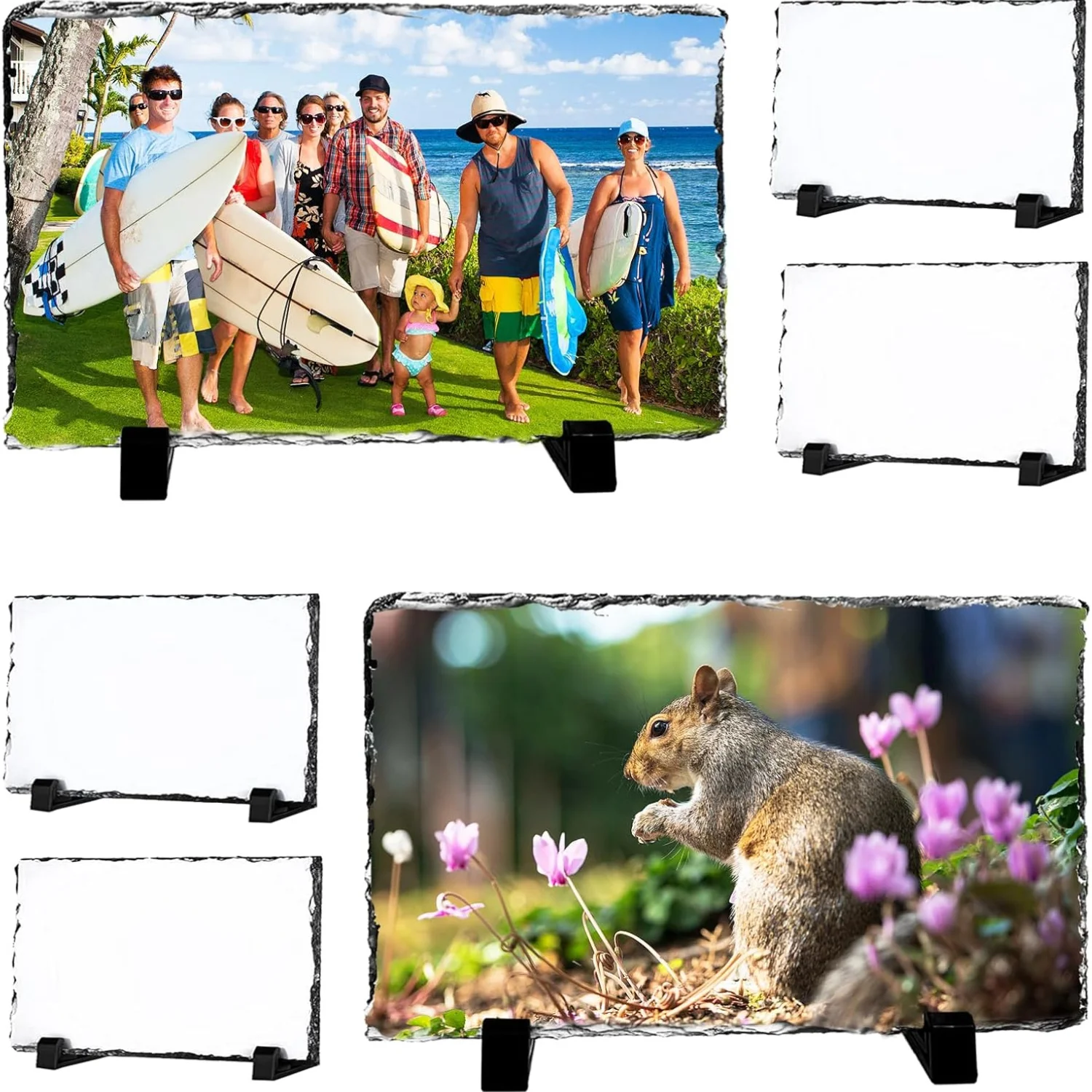 Sublimation Slate Display 1pc Sublimation Slate Blank Personalized Rectangular Heat Press with Stand Heat Tape & Stone Plate