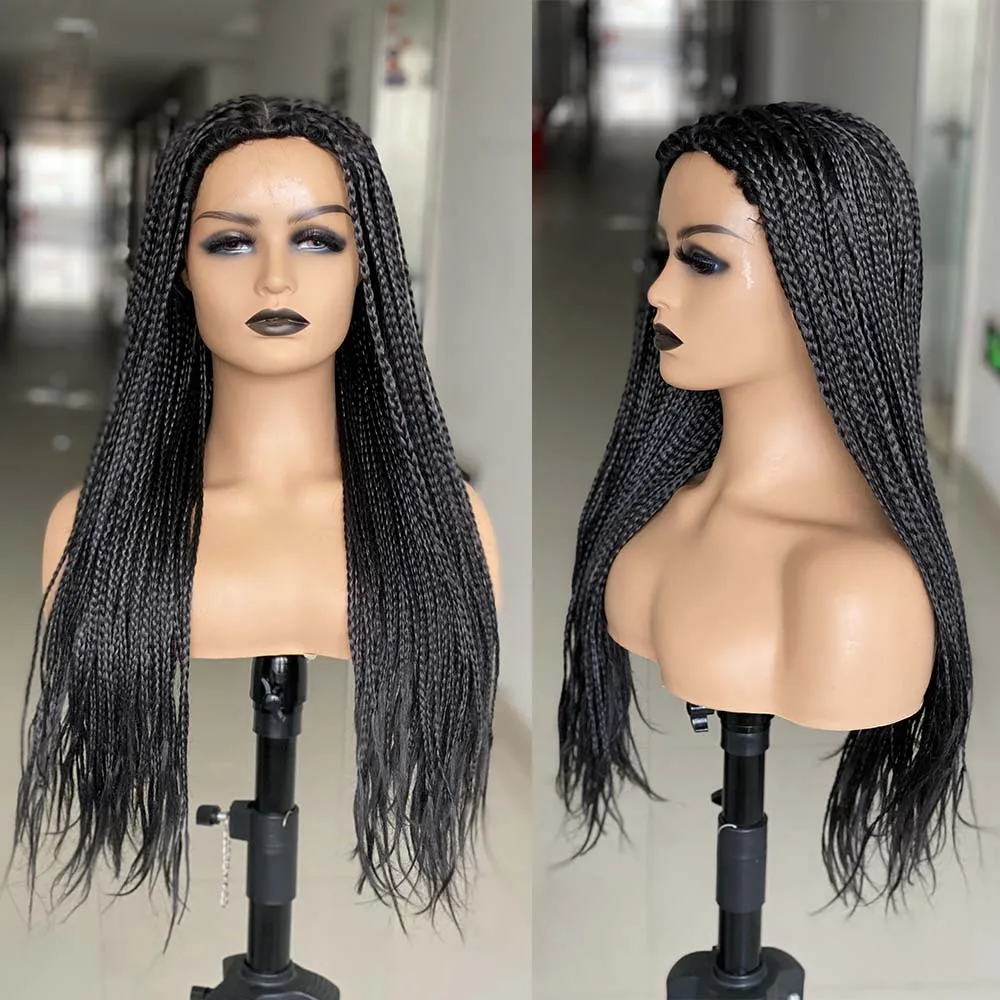 Synthetic Braided Wigs For Black Women Ombre Synthetic Braids Long Box Braided Wigs Fake Scalp Braiding Hair Cosplay Machine Wig