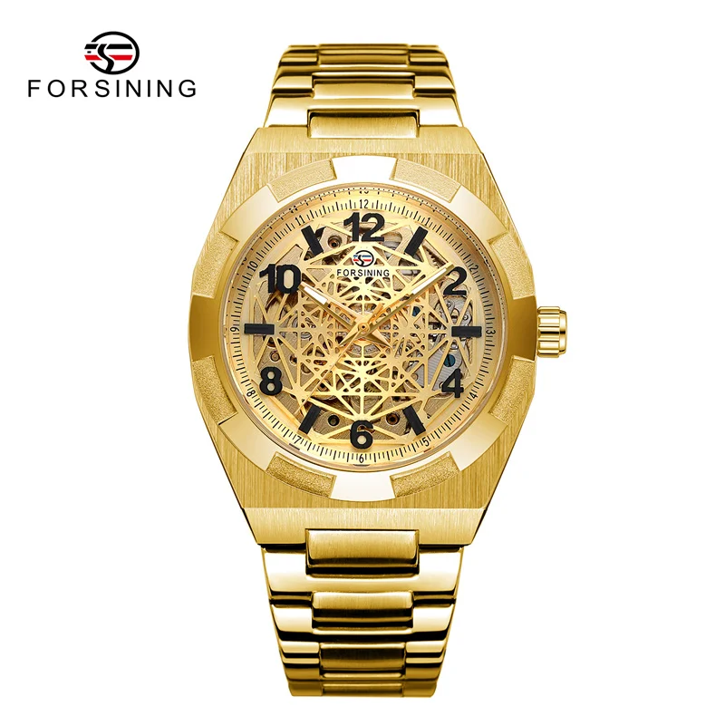 

Fashion Forsining Top Brand Mechanical Full Stainless Steel Watch Skeleton Design Automatic Man Hand Waterproof Reloj De Hombre