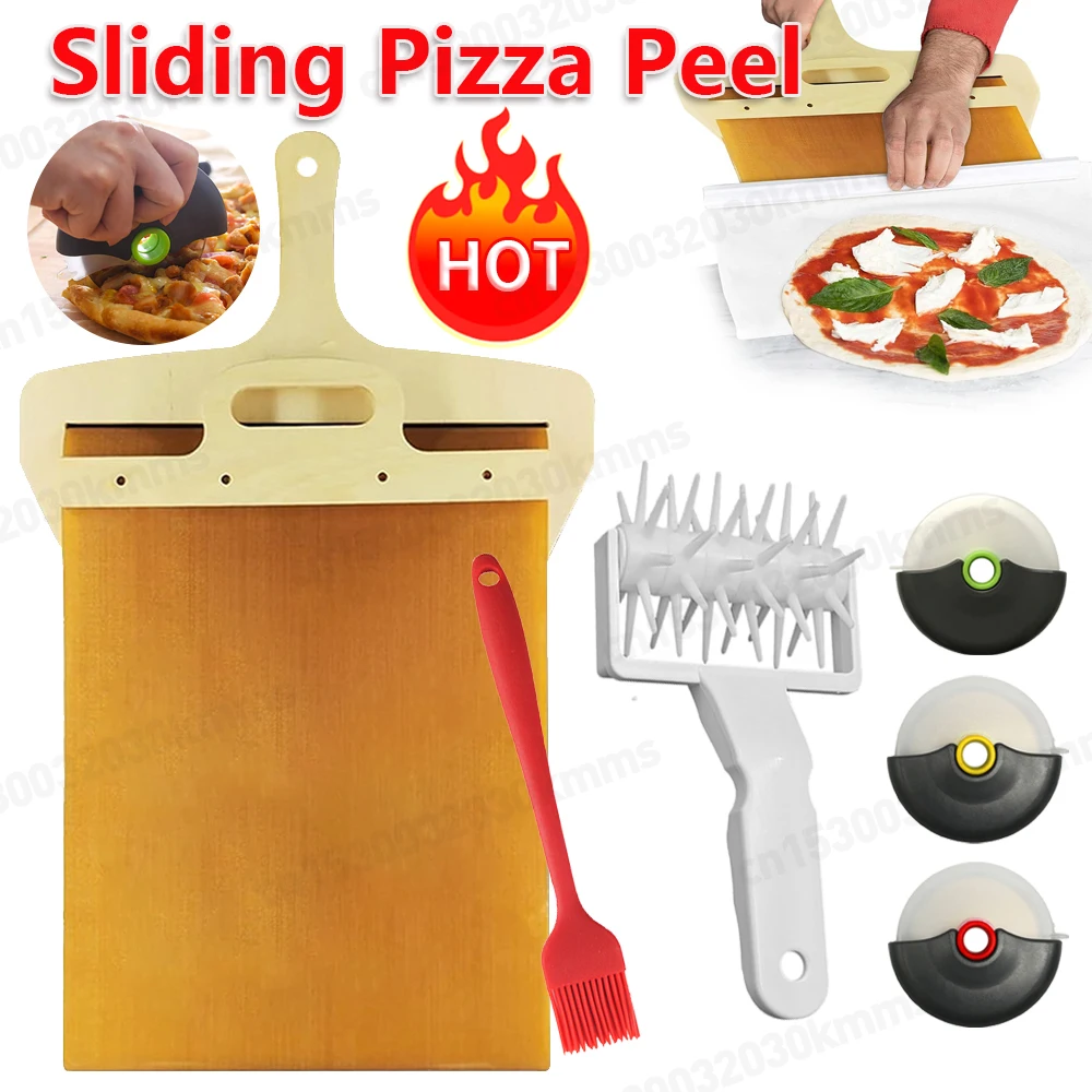 Sliding Pizza Peel Shovel Foldable Wooden Handle Transfer Tray Pizza