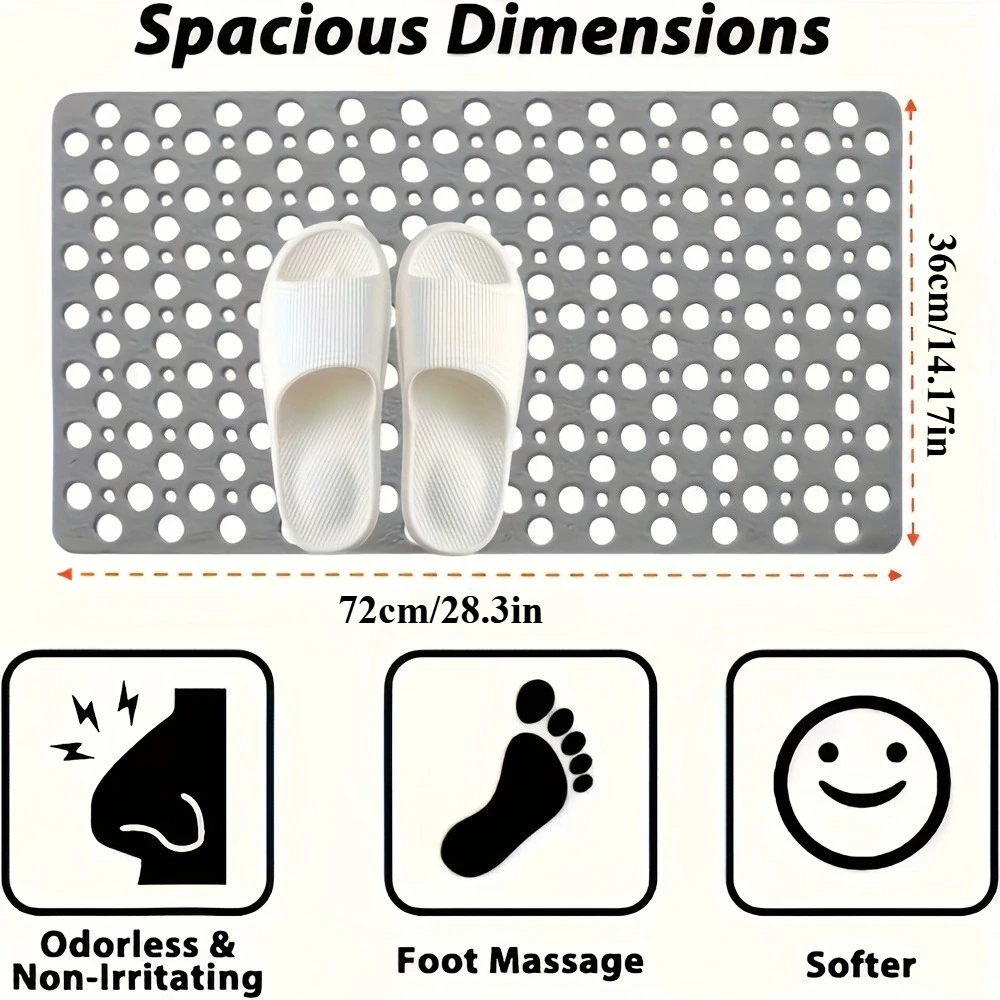 Anti Slip Bathroom Mat with Suction Cup, Quick Drying Shower Mat Massage Mat Very Suitable for Home and Hotel Bathrooms Bathtubs