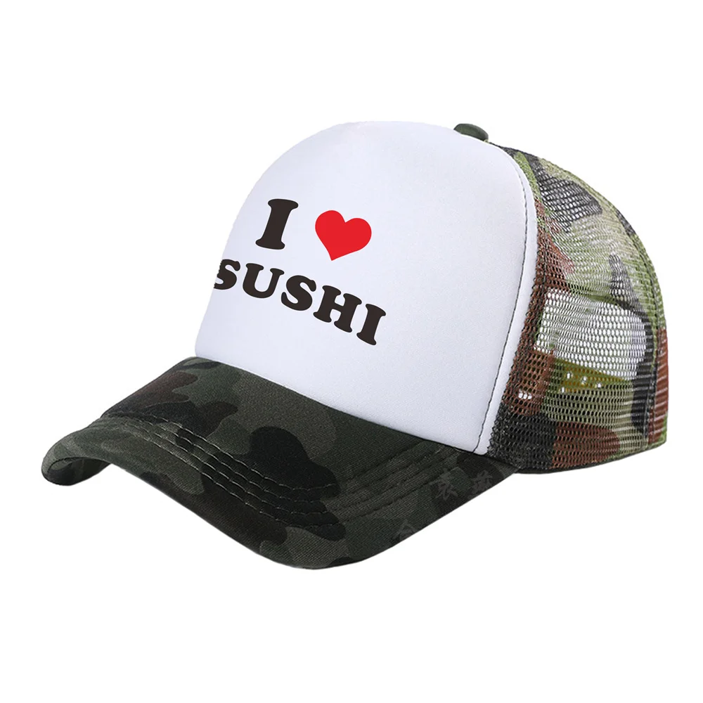 

I Love Sushi Trucker Cap Men Hat Baseball Cap Cool Summer Unisex Mesh Net Caps MZ-484