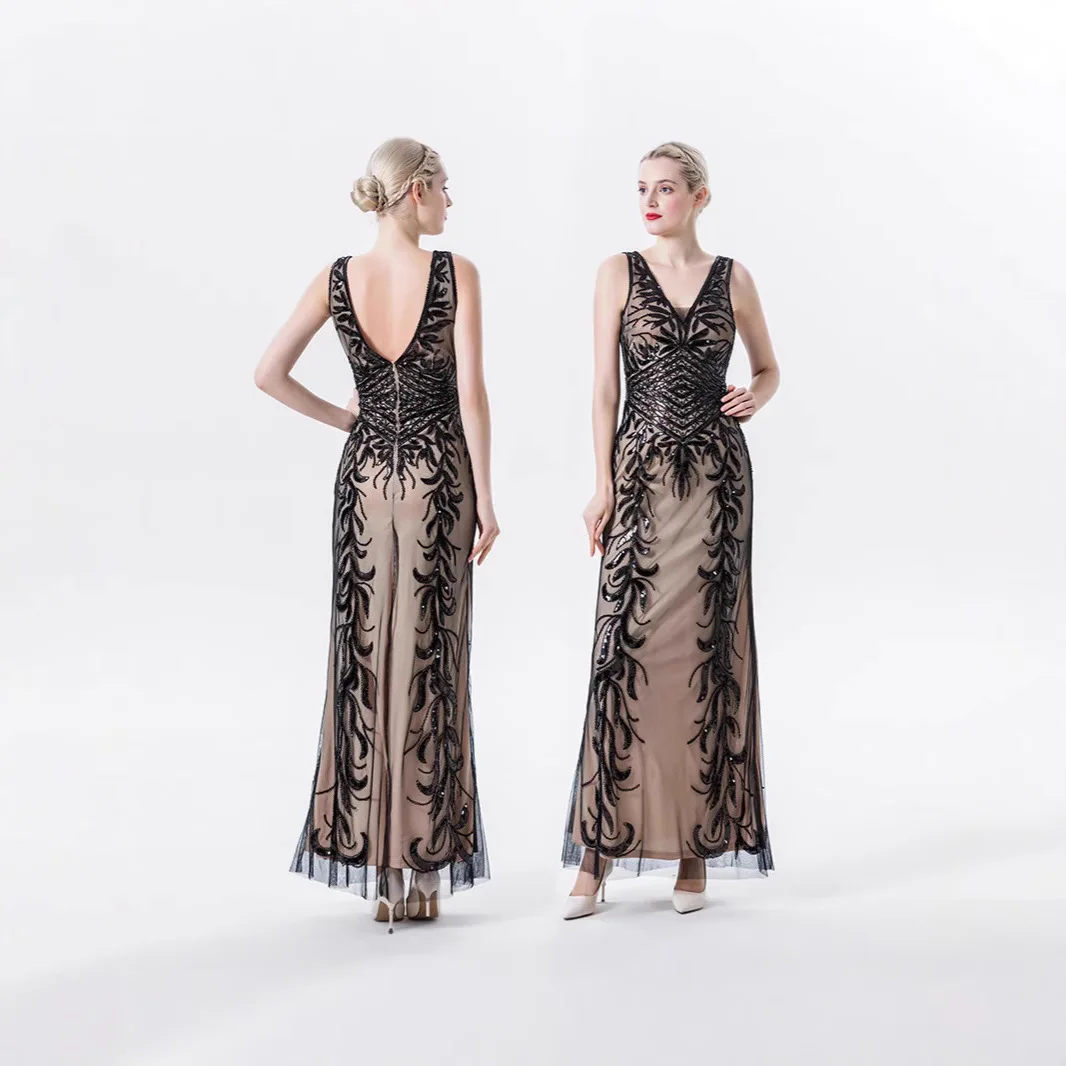 فستان سهرة لامع تنورة طويلة