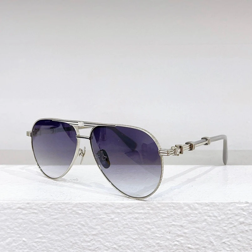 

Metal Oval Frame Men's Glasses 146A Fashion Pilot style Travel Women's Sunglasses Gradient Lens Anti UV400 Silver Gray Black