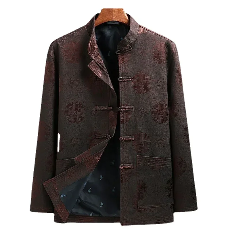 Men Tang Suit Traditional Chinese Clothing Full Sleeve Kung Fu New Year Vintage Party Jacket