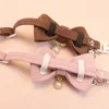 New Waffle Pet Collar Cute Bow Bell Cat Collar Retro Pearl Pendant Dog Collar Accessories 2